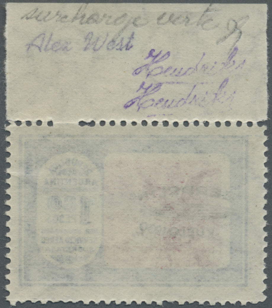 ** Argentinien: 1930, Luftpostmarke: Südamerikafahrt LZ "Graf Zeppelin" 1,80 P Mit Grünem Aufdruck, Postfrisch Vom (ange - Other & Unclassified