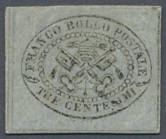 * Italien - Altitalienische Staaten: Kirchenstaat: 1867, 3 C. Grey Imperf, Mint Hinged And Full Margins, Fine An - Papal States