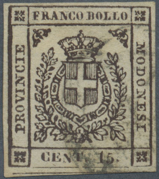 O Italien - Altitalienische Staaten: Modena: 1859, Provisional Government, 15 Cent Brown "Arms Of Savoia" Used, - Modène