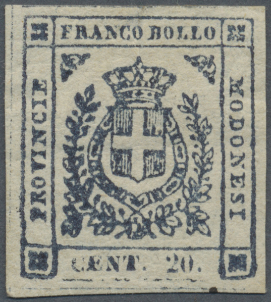 * Italien - Altitalienische Staaten: Modena: 1859, 20c. Slate, Fresh Colour, Full Margins, Mint O.g. With Hinge - Modena