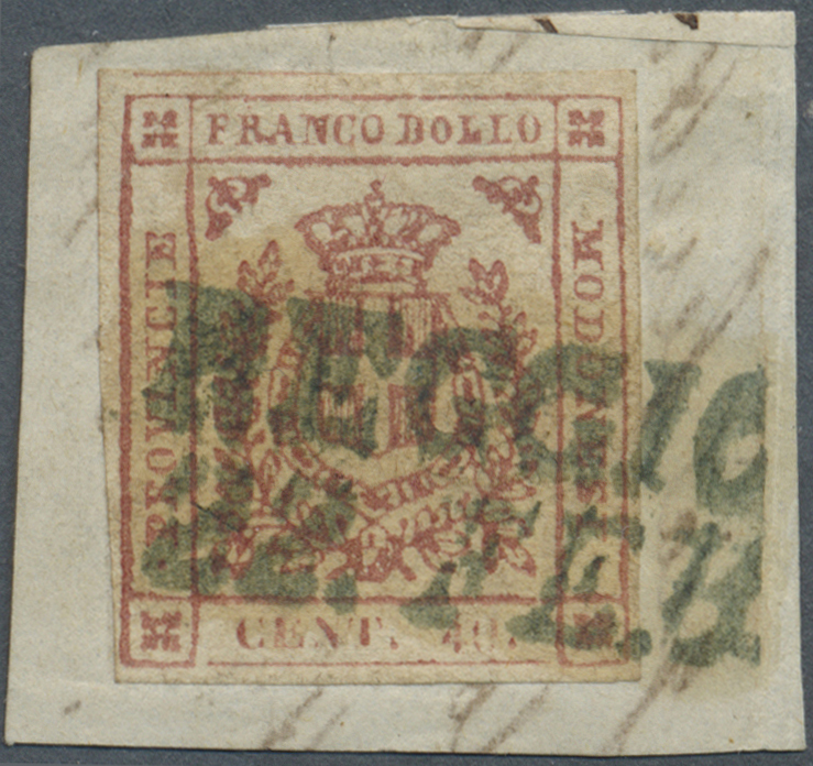 Brrst Italien - Altitalienische Staaten: Modena: 1859: Provisional Government, 40 Cent. Carmine Tied By Rare Two Lin - Modène