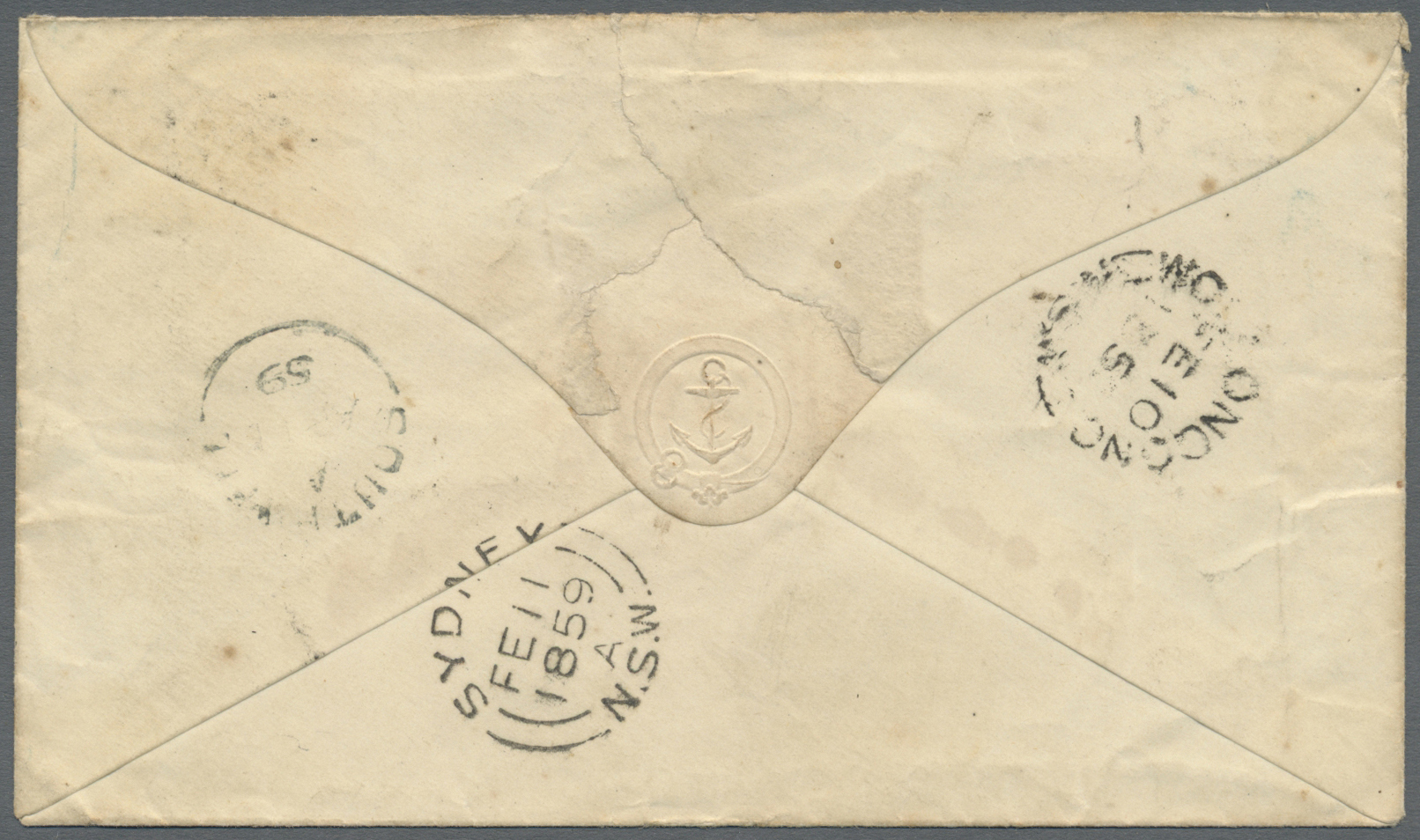 Br Neusüdwales: 1854, 6 P Gray Cancelled "23" (Wollongong) On Cover Via Sydney To Southwill/England 1859, Envelope With  - Covers & Documents