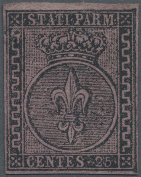 * Italien - Altitalienische Staaten: Parma: 1852, 25c Black On Violet, Very Fine Example With Full To Wide Margi - Parme