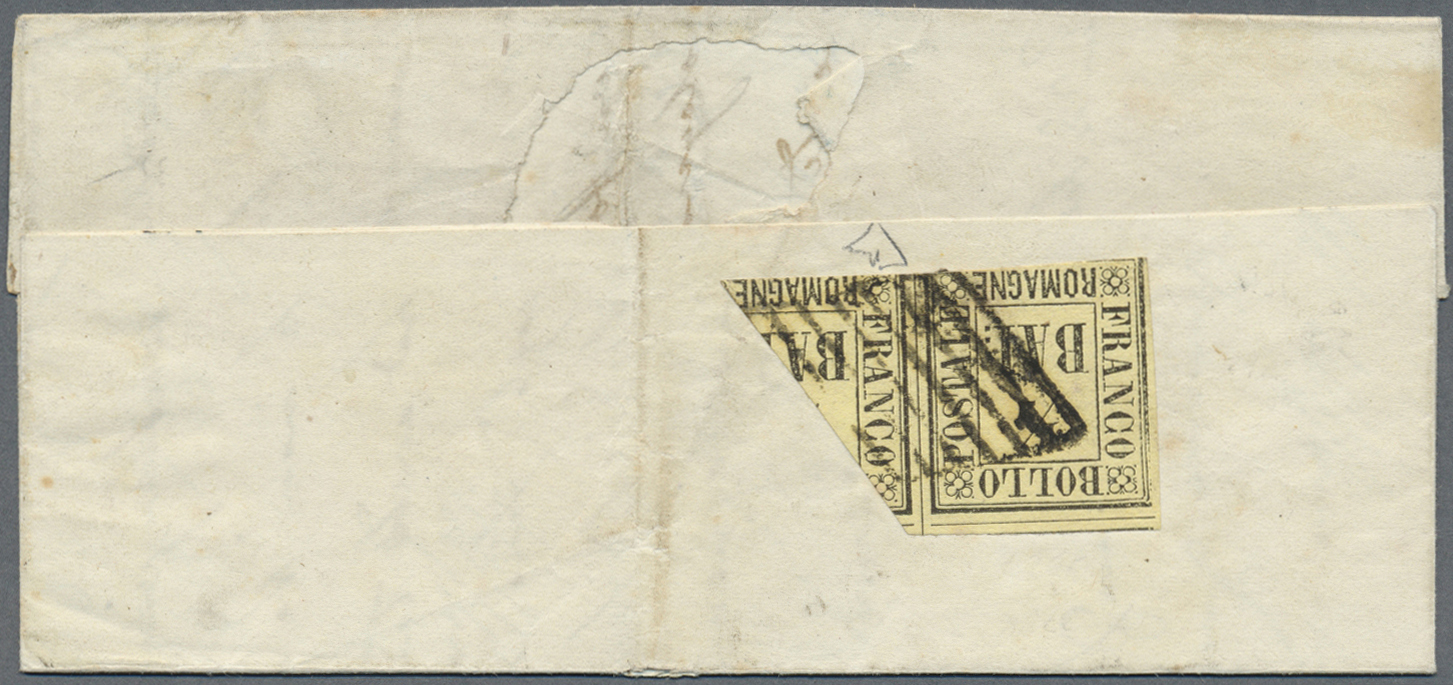 Br Italien - Altitalienische Staaten: Romagna: 1859, ½baj. DIAGONALLY BISECTED In Pair With ½baj., On Reverse Of - Romagna