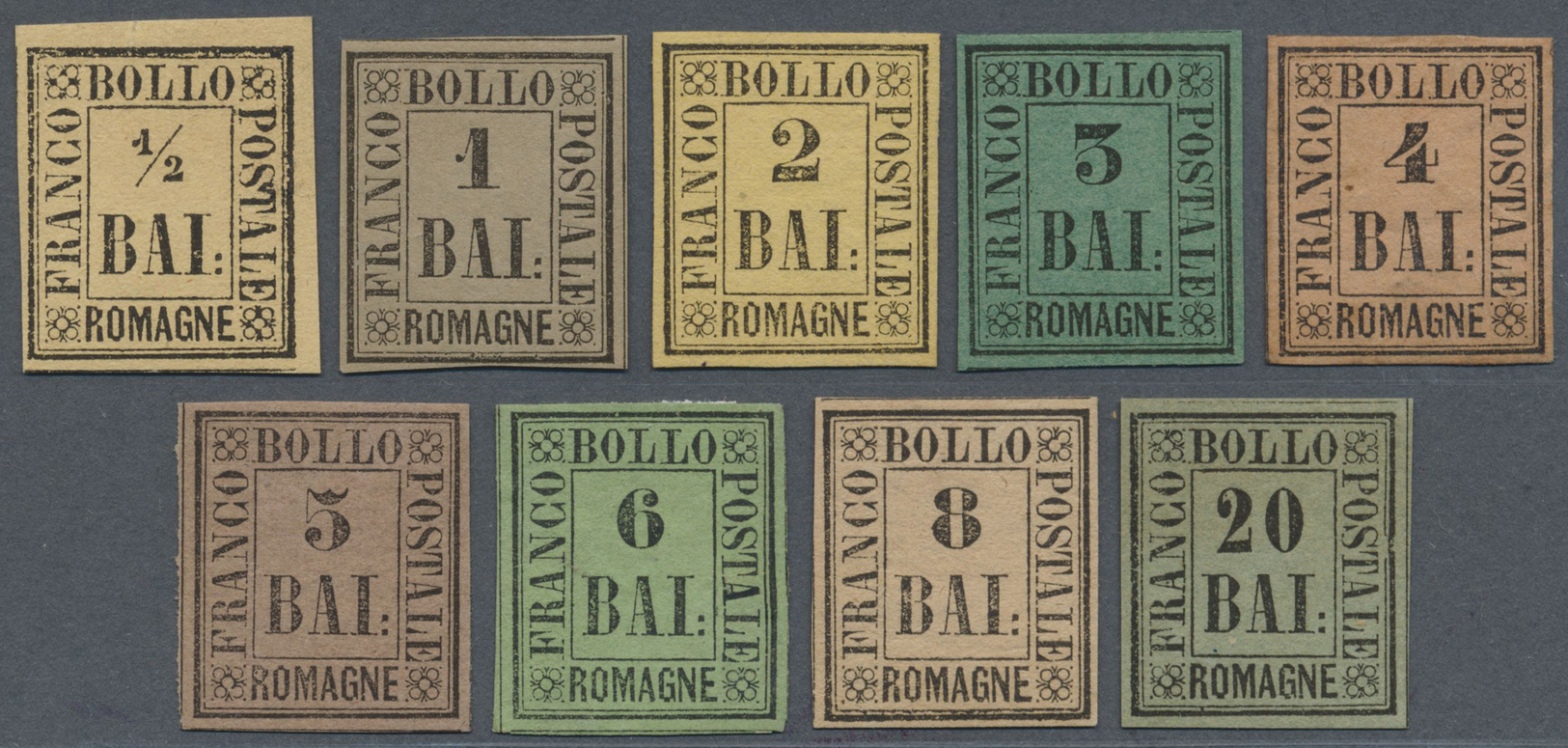 * Italien - Altitalienische Staaten: Romagna: 1859, Complete Set Of Nine Values Mint Hinged, Eight Signed, All F - Romagne