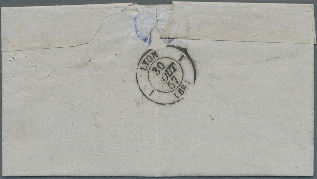 Br Italien - Altitalienische Staaten: Sardinien: 1857, Envelope (vertical Fold Affecting One Adhesive) Addressed - Sardinia