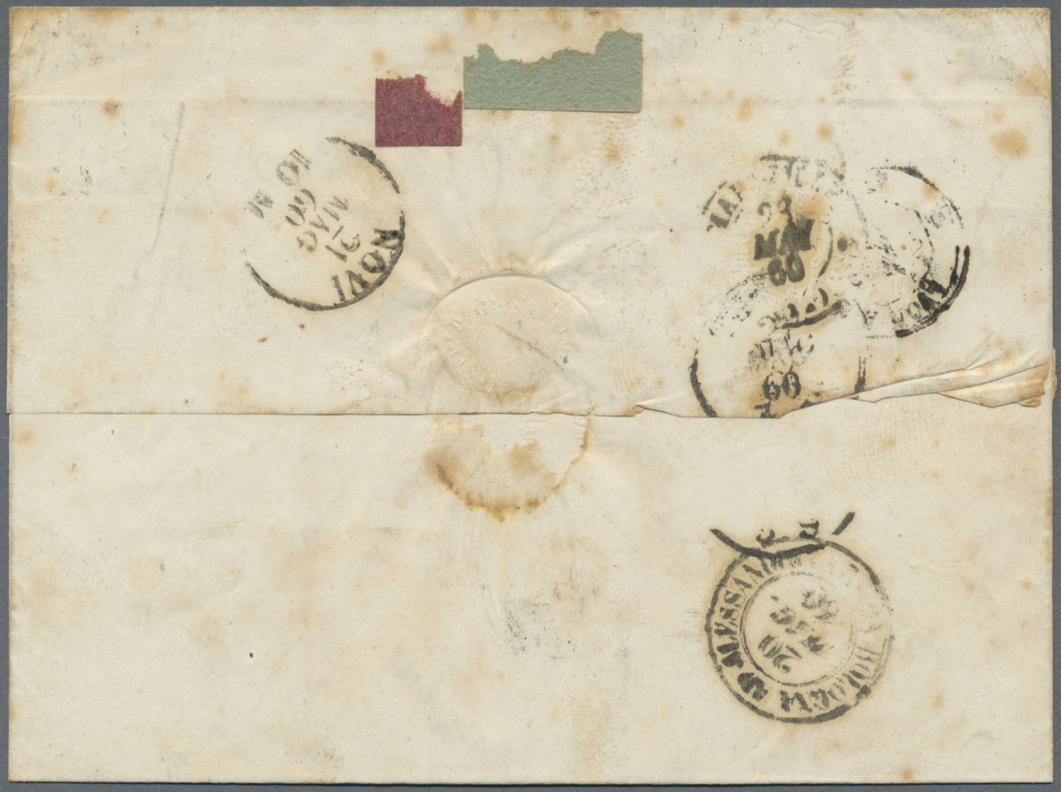 Br Italien - Altitalienische Staaten: Sardinien: 1860, 40c. Carmine And 10c. Brown On Folded Envelope Tied By Cle - Sardinia