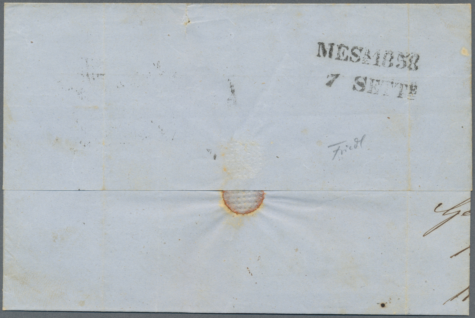 Br Italien - Altitalienische Staaten: Sardinien: 1858, 40c. Red, 10c. Deepbrown And 20c. Blue On Folded Envelope - Sardinia