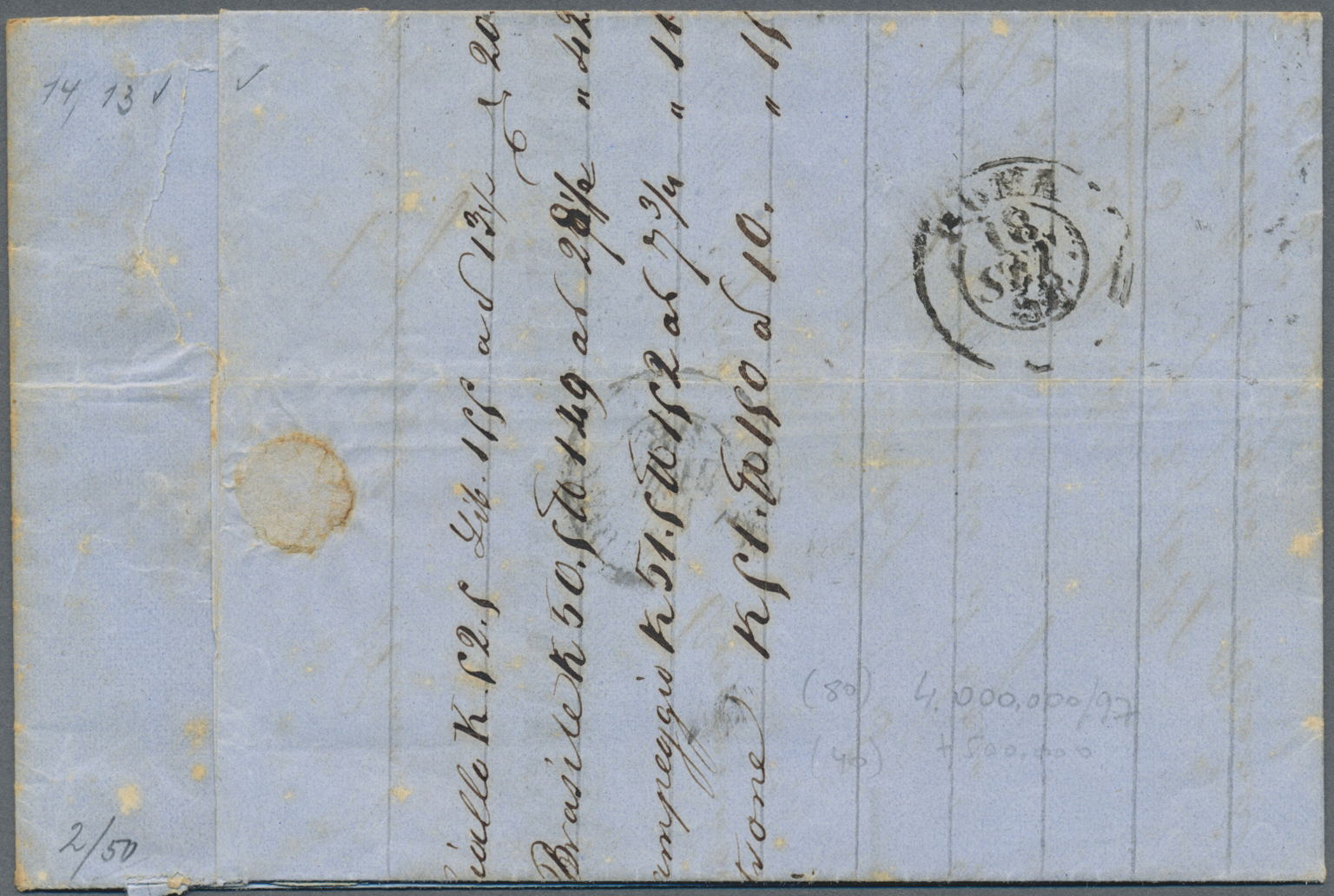 Br Italien - Altitalienische Staaten: Sardinien: 1858, 40c. Red And 80c. Ochre On Folded Envelope Tied By Clear " - Sardaigne