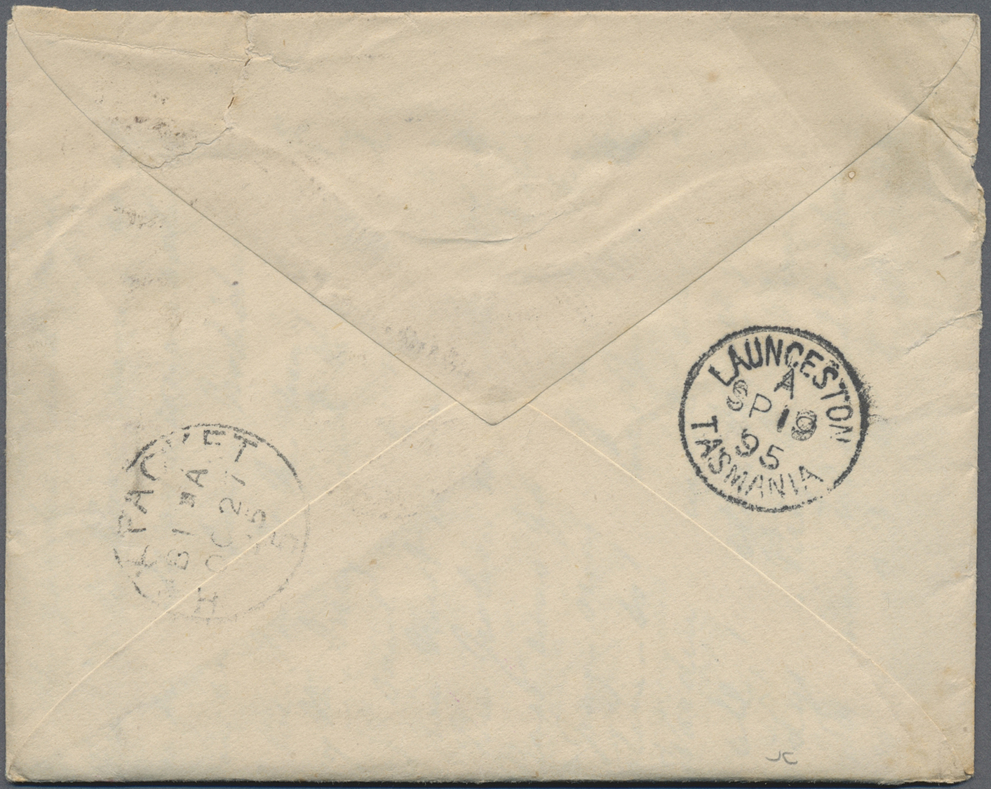 Br Tasmanien: 1895. Roughly Opend Envelope Addressed To Dublin, Ireland Bearing SG 217, 2½d Purple Tied By '109' Obliter - Covers & Documents