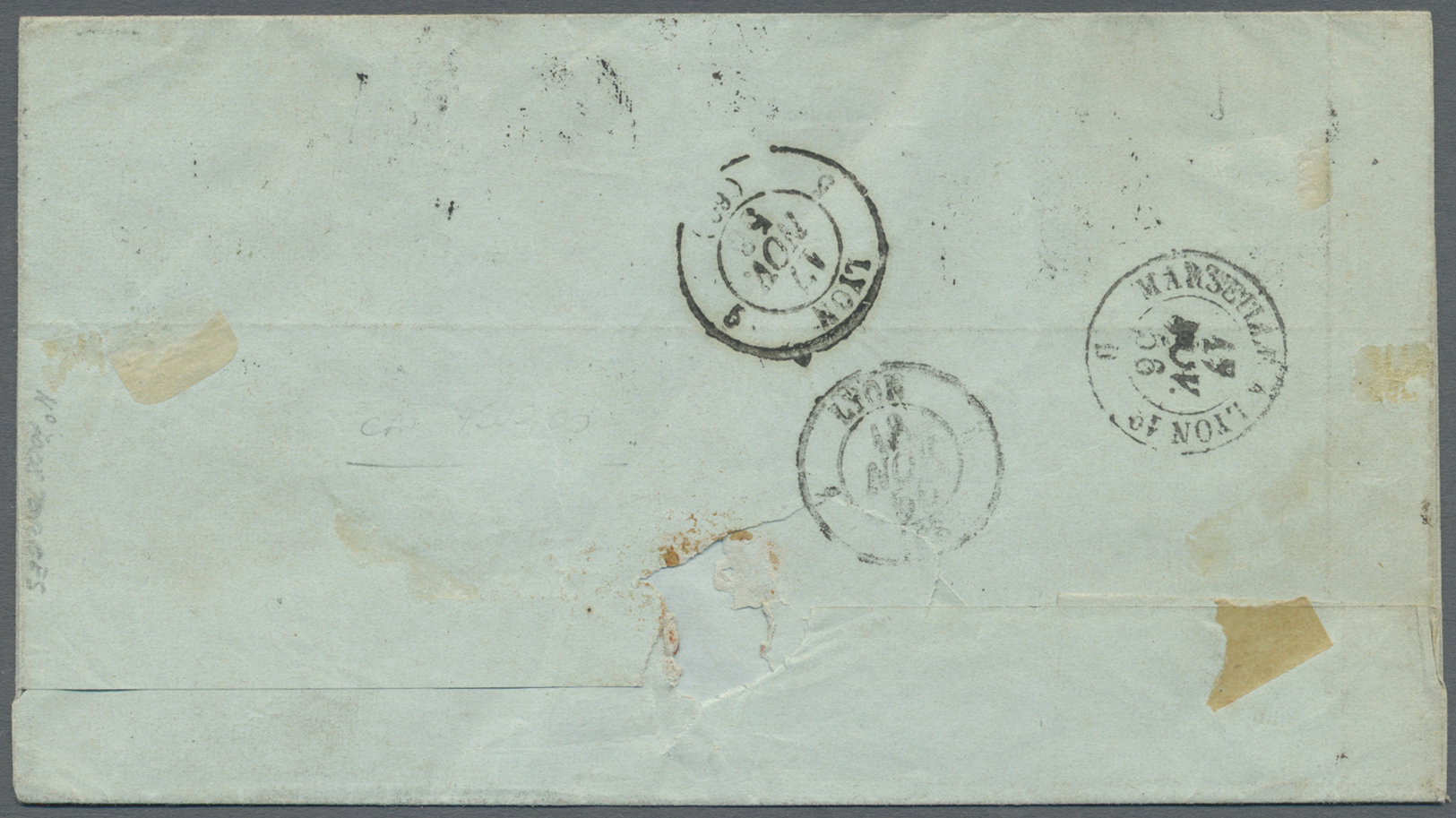 Br Italien - Altitalienische Staaten: Sardinien: 1855: Folded Letter To LYON. Franked With 40 C Vermiglion And Tw - Sardinien