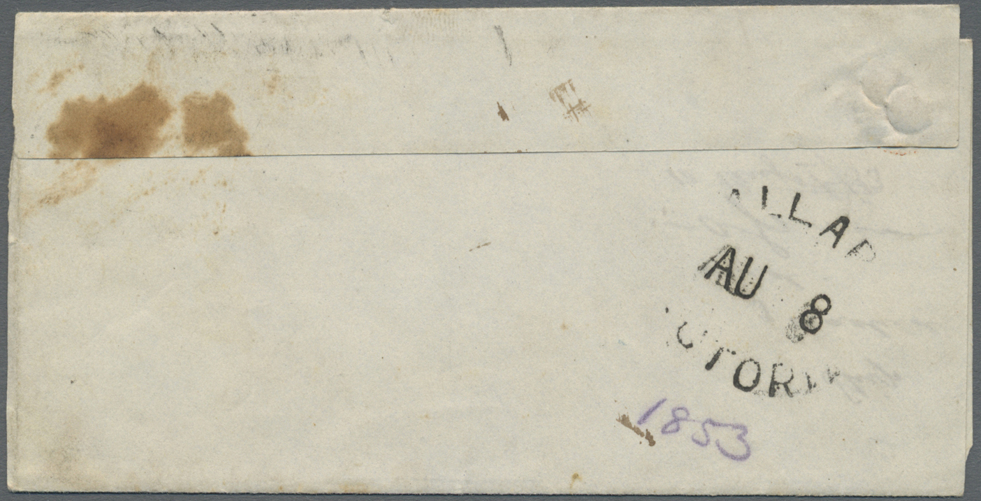 Br Victoria: 1853 (8.8.), Folded Entire (outer Part) Bearing Queen-on-Throne 2d. Brown With Good Margins Around Fine Use - Lettres & Documents