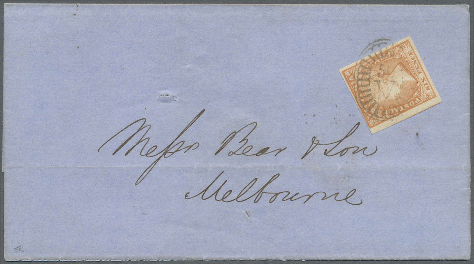 Br Victoria: 1854 (14.11.), Folded Entire Bearing QV Woodblock 6d. Dull Orange With Good To Wide Margins On Three Sides  - Covers & Documents