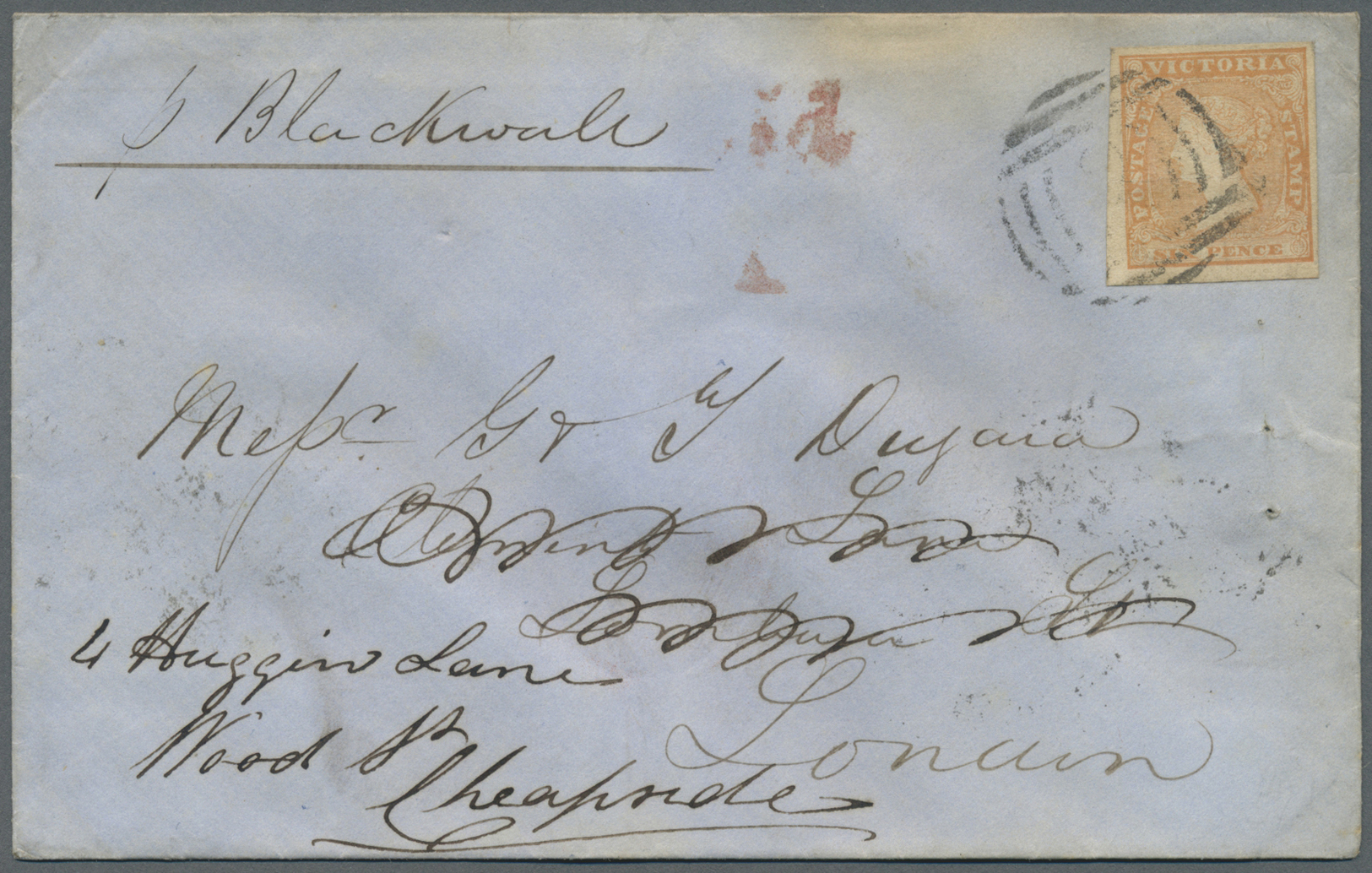 Br/Brrst Victoria: 1855/1856, one folded entire, two small covers and one cover front each bearing woodblocks 6d dull or