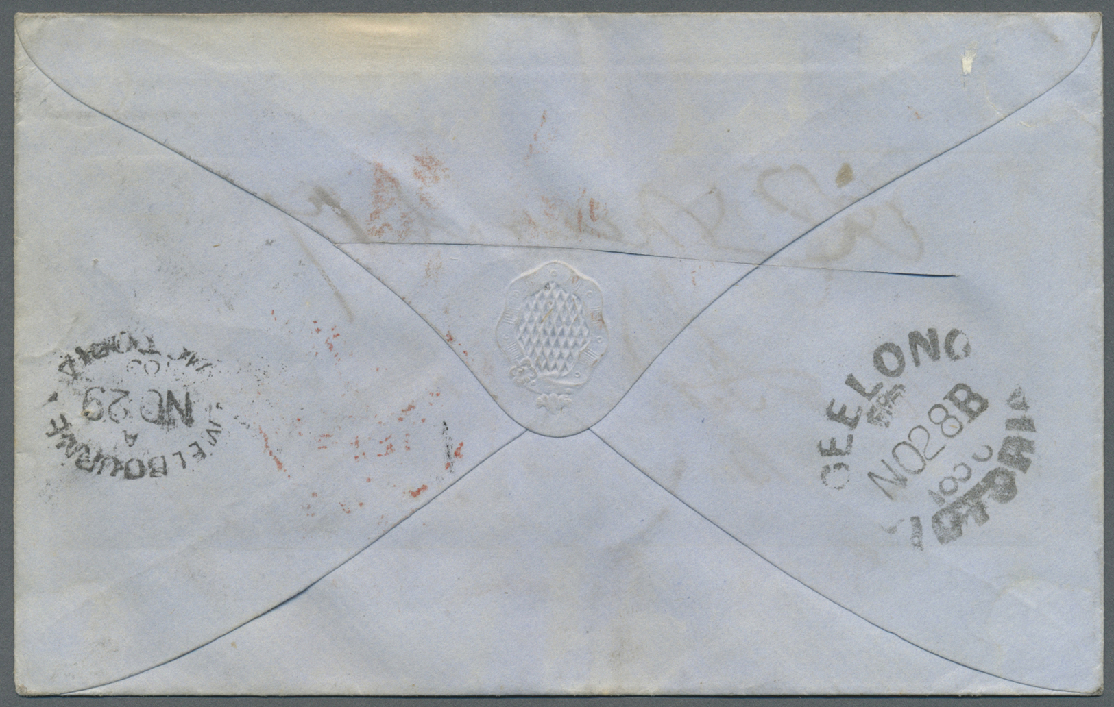 Br/Brrst Victoria: 1855/1856, one folded entire, two small covers and one cover front each bearing woodblocks 6d dull or