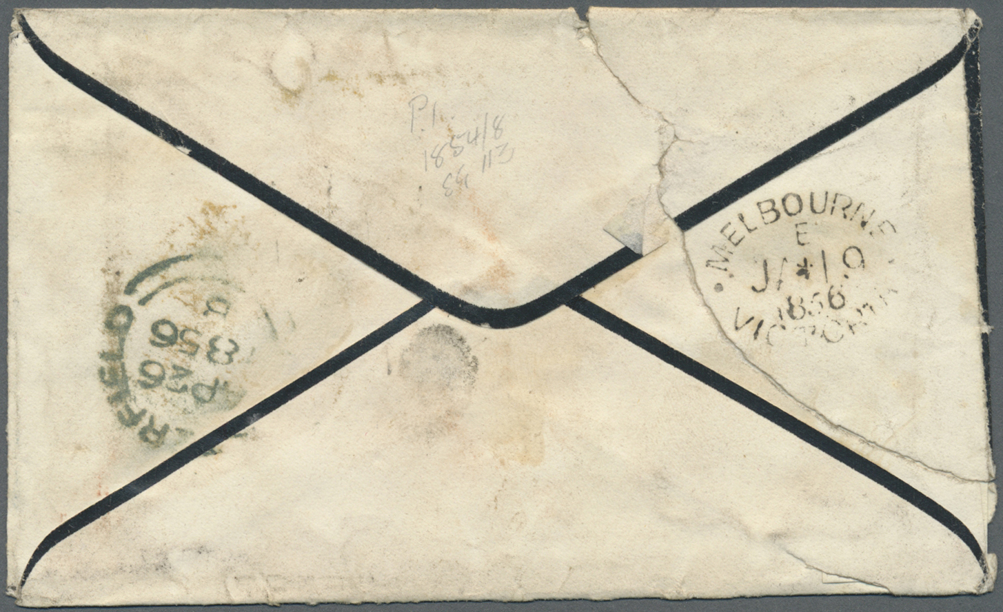 Br Victoria: 1856, One Folded Entire And One Mourning Cover Each Bearing Horizontal Pairs Woodblocks 6d Dull Orange Both - Covers & Documents