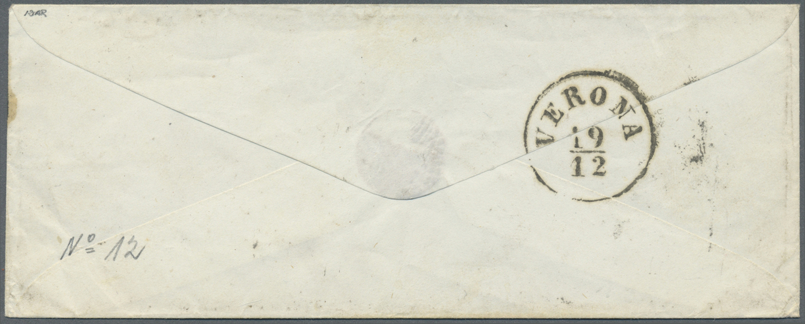 Br Italien: 1861, POSTKRIEG ITALIEN-ÖSTERREICH, Kleiner Brief Von TURIN Nach Verona, Der Italienische Portoanteil - Marcophilie
