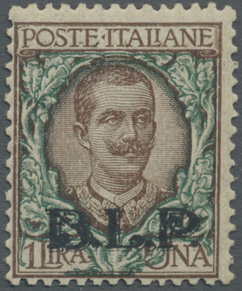 * Italien: 1922, "B.L.P." Overprinted 1 L. Brown Green, Mint Tiny Hinge Remain, Fine And Fresh, Expertised Rayba - Marcophilia