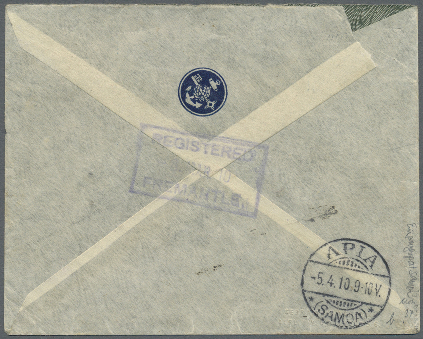 Australien: 1910 Registered Cover Written On Board Of The German 'Reichspostdampfer Bremen' (boxed H/s On Top) And Addre - Other & Unclassified