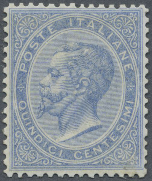 * Italien: 1863, 15c. Dull Blue, Mint Regummed, Fine And Fresh, Michel Catalogue Value 2.400,- Euro - Marcophilie