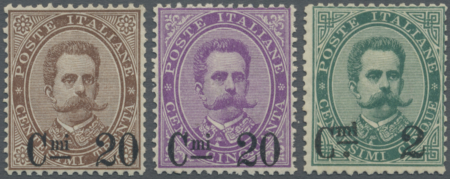 * Italien: 1890/91, King Umberto I. 20 C. On 30 C. Brown And 20 C. On 50 C. Violet And 2 C. On 5 C. Green, Unuse - Marcophilie