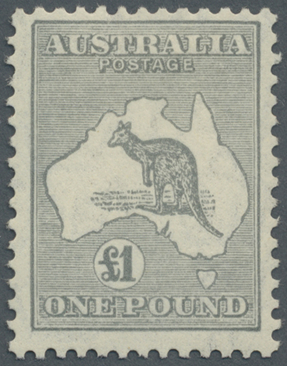 * Australien: 1932, Freimarken: Landkarte Mit Känguruh, 1 ₤ Grau, Tadellos Ungebraucht (SG #137 ₤650,-). - Other & Unclassified