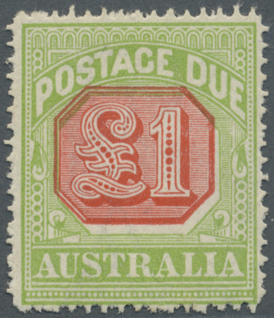 * Australien - Portomarken: 1921, Postage Due £1 Scarlet And Pale Yellow-green Perf. 14, Mint Hinged With Very Minor Cre - Postage Due