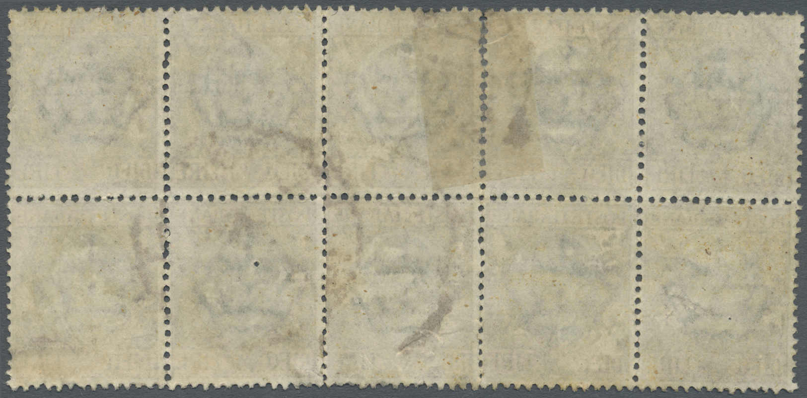 O Italien: 1910, 10 L. Olive Rose Cancellaed Block Of Ten, Few Perfs Apart, Fine And Scarce, Sassone Catalogue V - Marcophilie