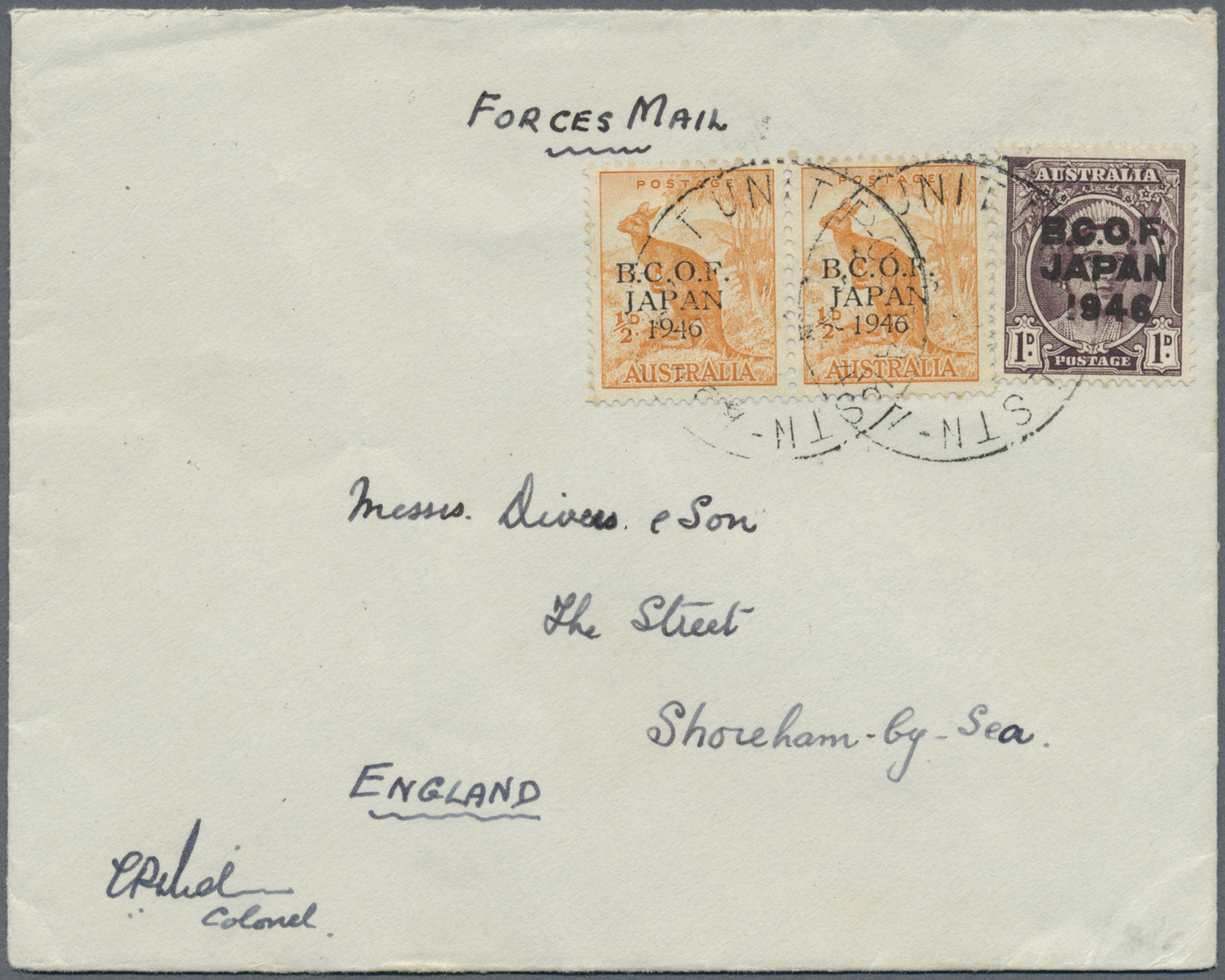 Br Australien - Australische Truppen In Japan: 1947. Envelope Addressed To England Endorsed 'Forces Mail' Bearing Austra - Japan (BCOF)