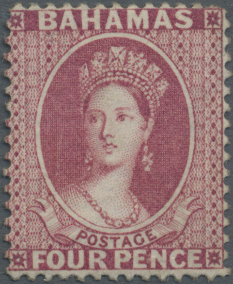 * Bahamas: 1863-77 QV 4d. Bright Rose, Wmk Crown CC, Perf 14, Unused With Part Original Gum, Fresh And Fine. B.P.A. Cert - 1963-1973 Ministerial Government