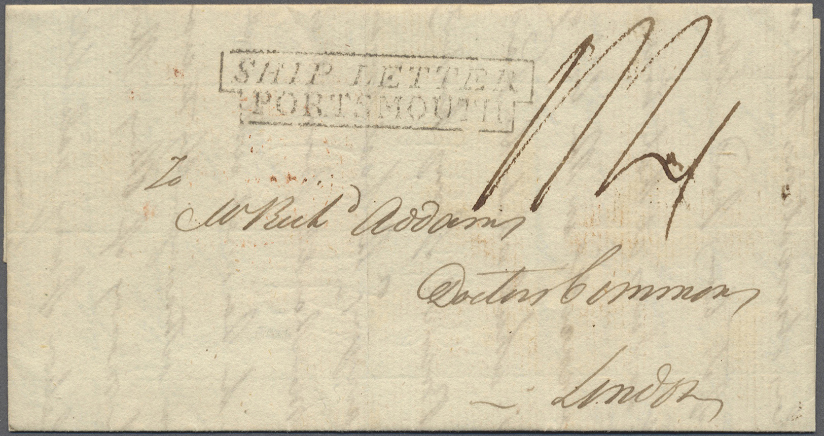 Br Barbados: 1817. Stampless Envelope Addressed To London Written From Barbados Dated ‘Sept 13th 1817' With Framed 'Ship - Barbados (1966-...)