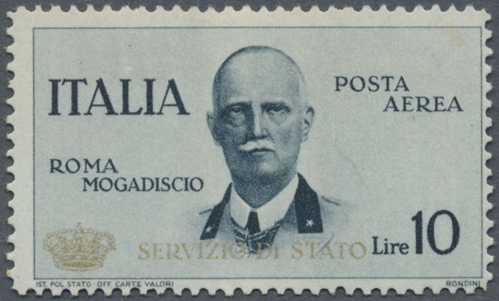 * Italien - Dienstmarken: 1930, Official Air Mail 10 L. Dull Blue Gold Overprint "SERVIZIO DI STATO", Mint Tiny - Service