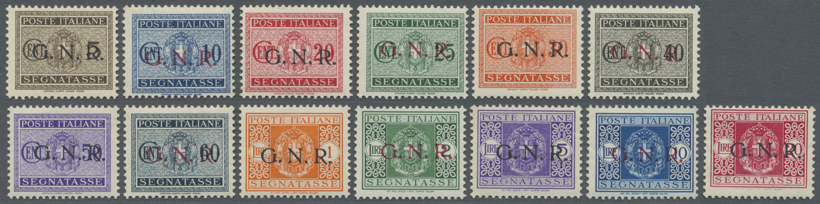 ** Italien - Militärpostmarken: Nationalgarde: 1944, G.N.R. Overprints On Postage Dues, 5c. To 20l., Complete Set - Autres & Non Classés