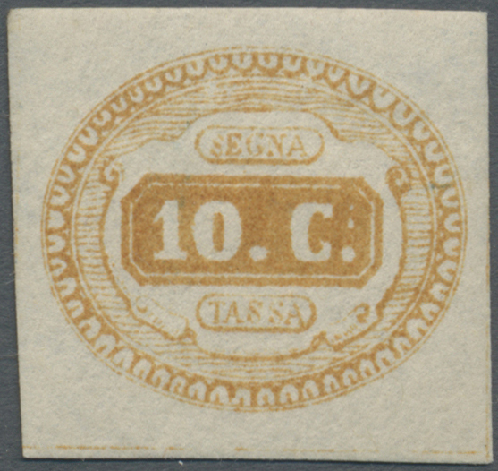 ** Italien - Portomarken: 1863, 10 C Yellow Mint Never Hinged, Signed And Cert. Carraro, Mi * Already 2.000.- (Sa - Taxe