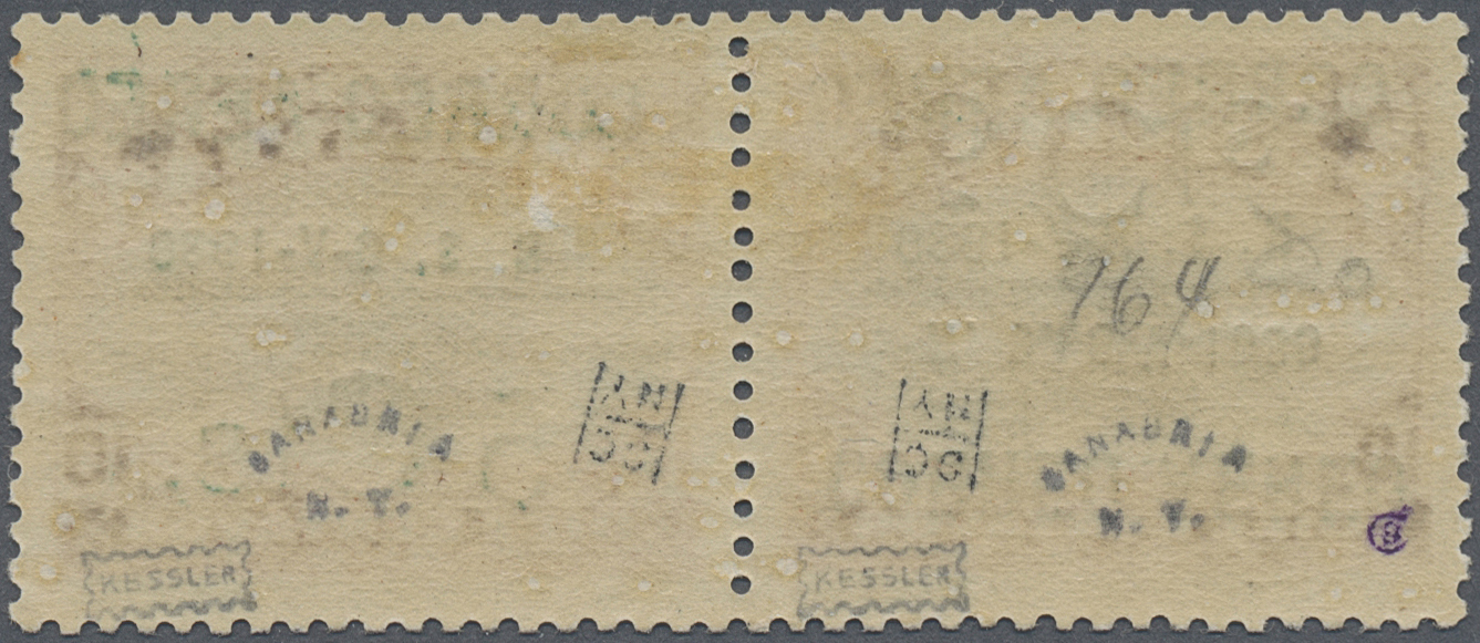 * Bolivien: 1930, Zeppelin 5 C. On 10 C., Horizontal Pair, Left Stamp With Double Overprint (one Inverted), Right Stamp  - Bolivie
