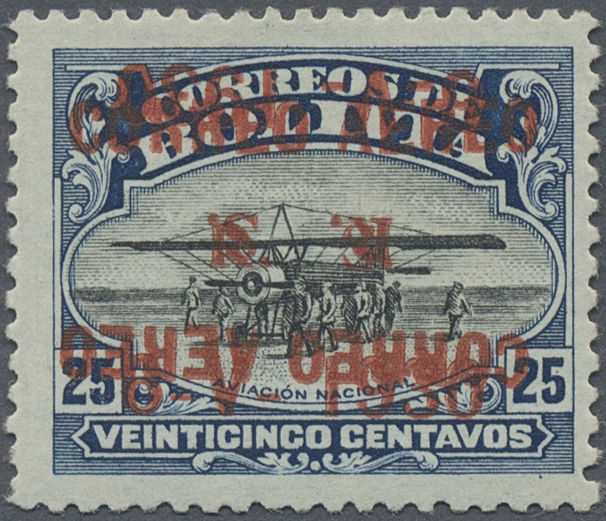 * Bolivien: 1930, Zeppelin 25 C. With Double Overprint (one Inverted), Unused, Fine, Signed Kessler And Elliott - Bolivia