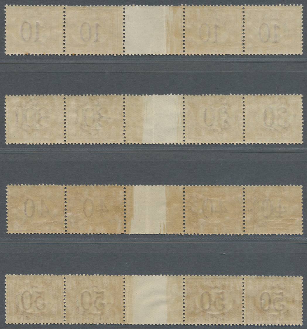 ** Italien - Portomarken: 1890/1894, 10c., 30c., 40c. And 50c., Four Values In Horiz. Gutter Pairs, Normally Perf - Taxe