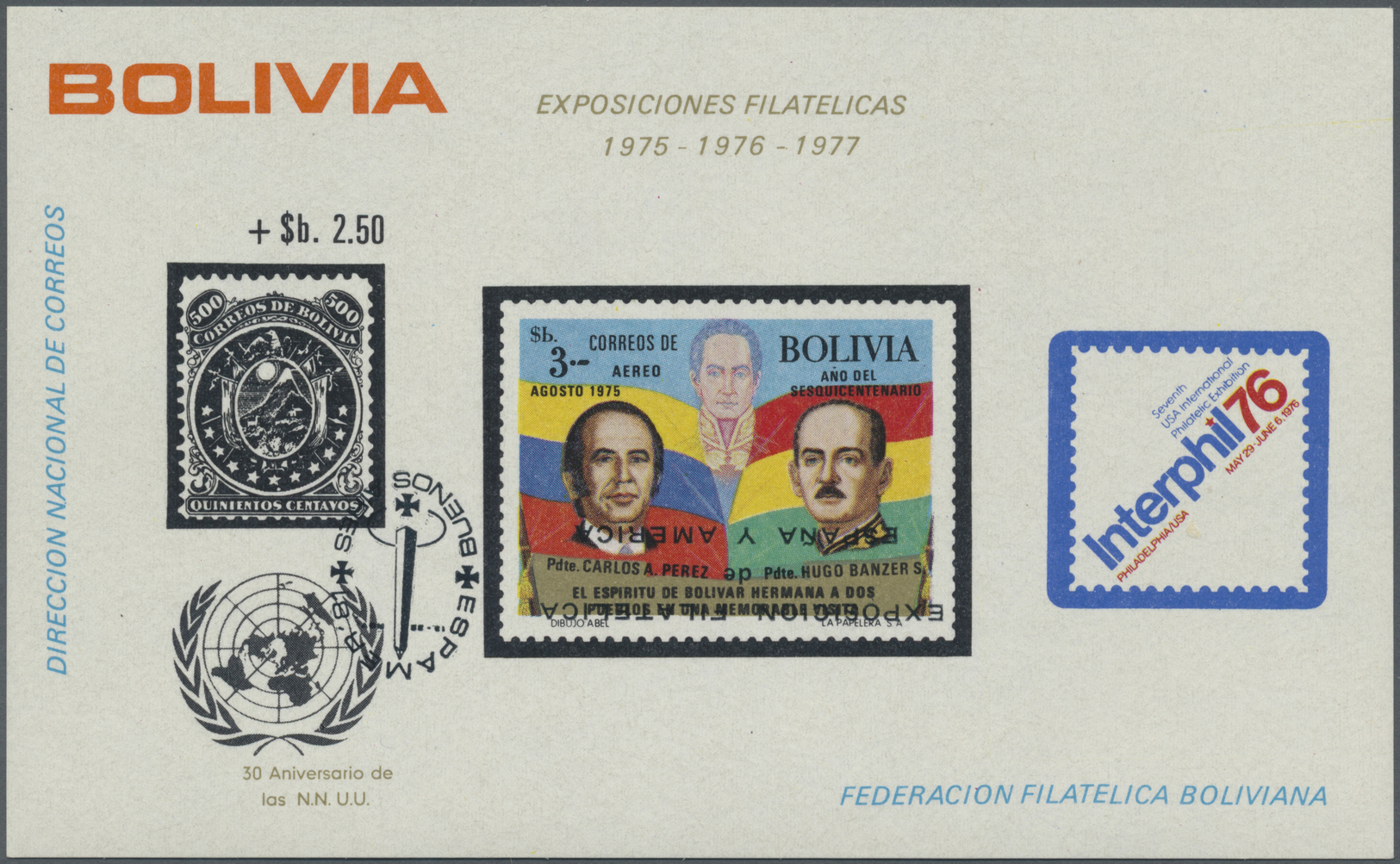 **/* Bolivien: 1981, Anniversaries, Three Souvenir Sheets With Inverted Overprints (2) Resp. Double Overprint One Invert - Bolivia