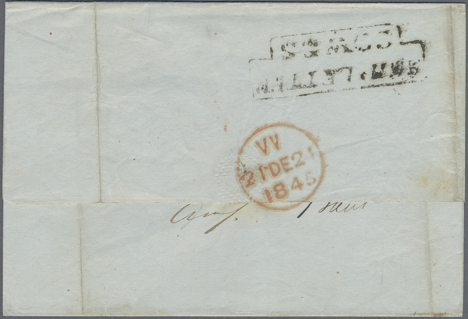Br Brasilien - Vorphilatelie: 1845. Stampless Envelope (bends) Written From Bahia Dated '7th Nov 1845' Addressed To Lond - Prefilatelia