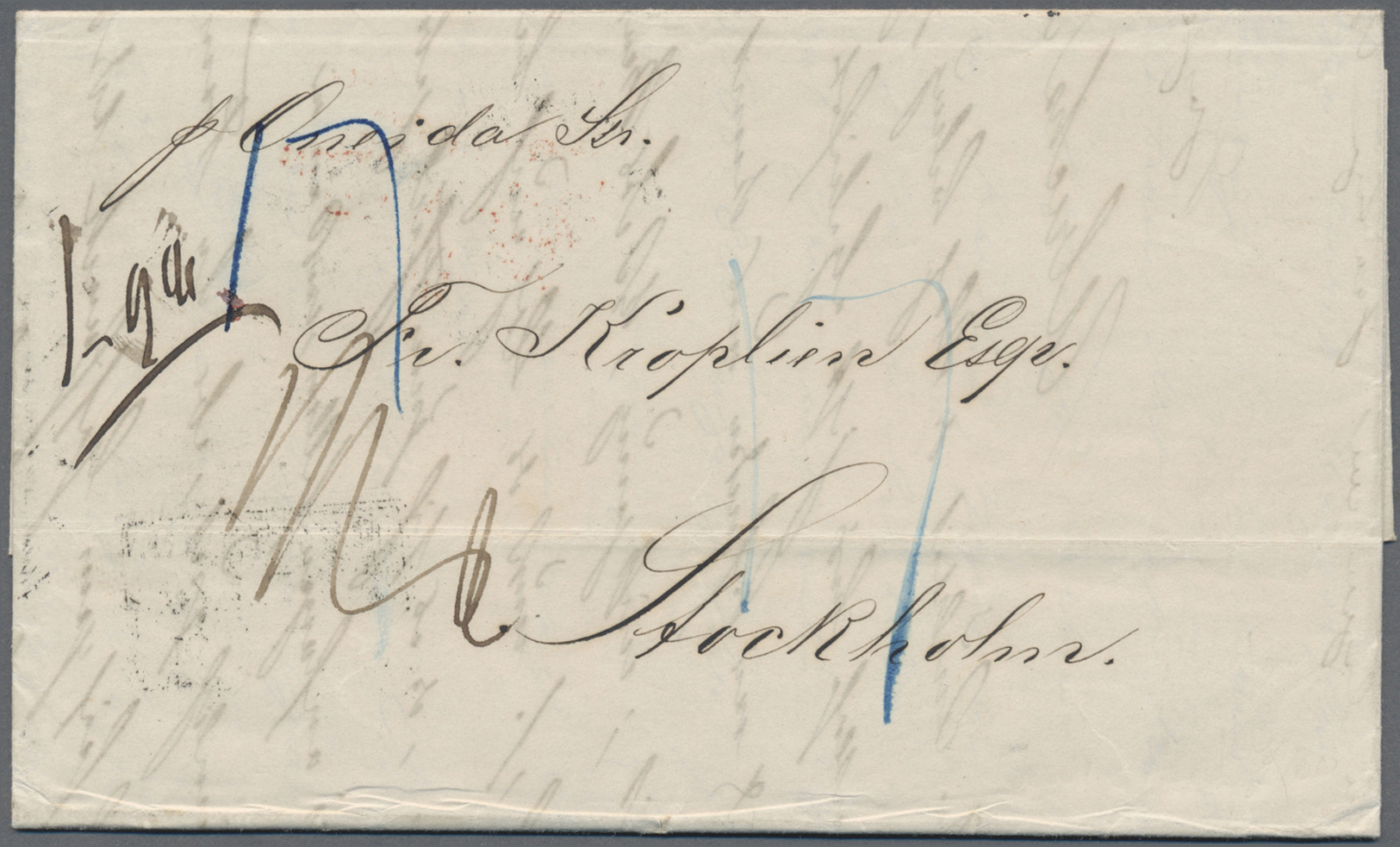 Br Brasilien: 1860. Stampless Envelope (unpaid) Addressed To Sweden Written From Rio De Janeiro Dated '7th February 1860 - Altri & Non Classificati