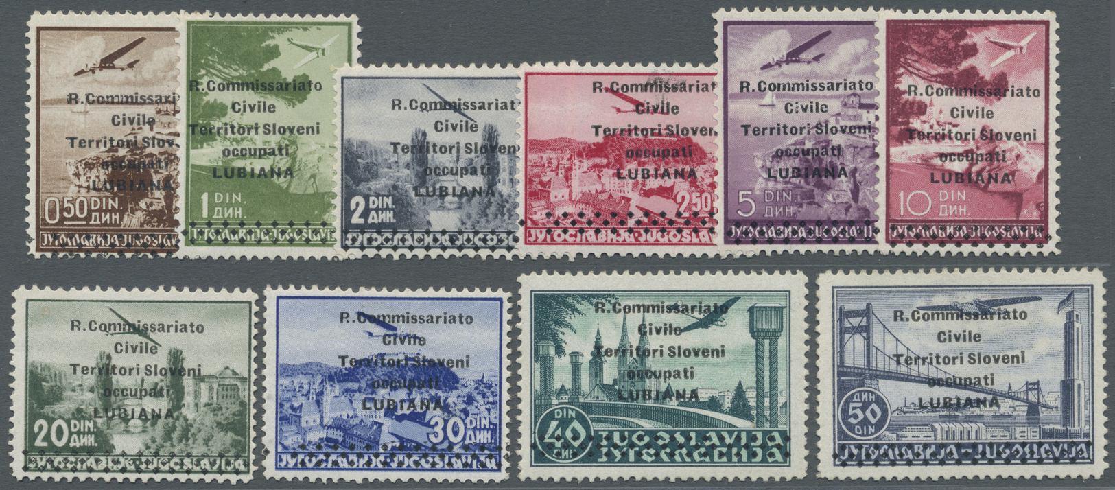 * Italienische Besetzung 1941/43 - Laibach: 1941, Flugpostmarken Von Jugoslawien Mit Fünfzeiligen Aufdruck 'R. C - Lubiana