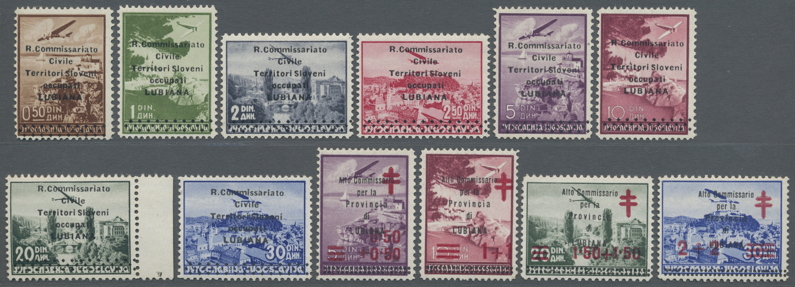 ** Italienische Besetzung 1941/43 - Laibach: 1941, Airmails 0.50d. To 30d. And Red Cross Complete Set, Unmounted - Lubiana