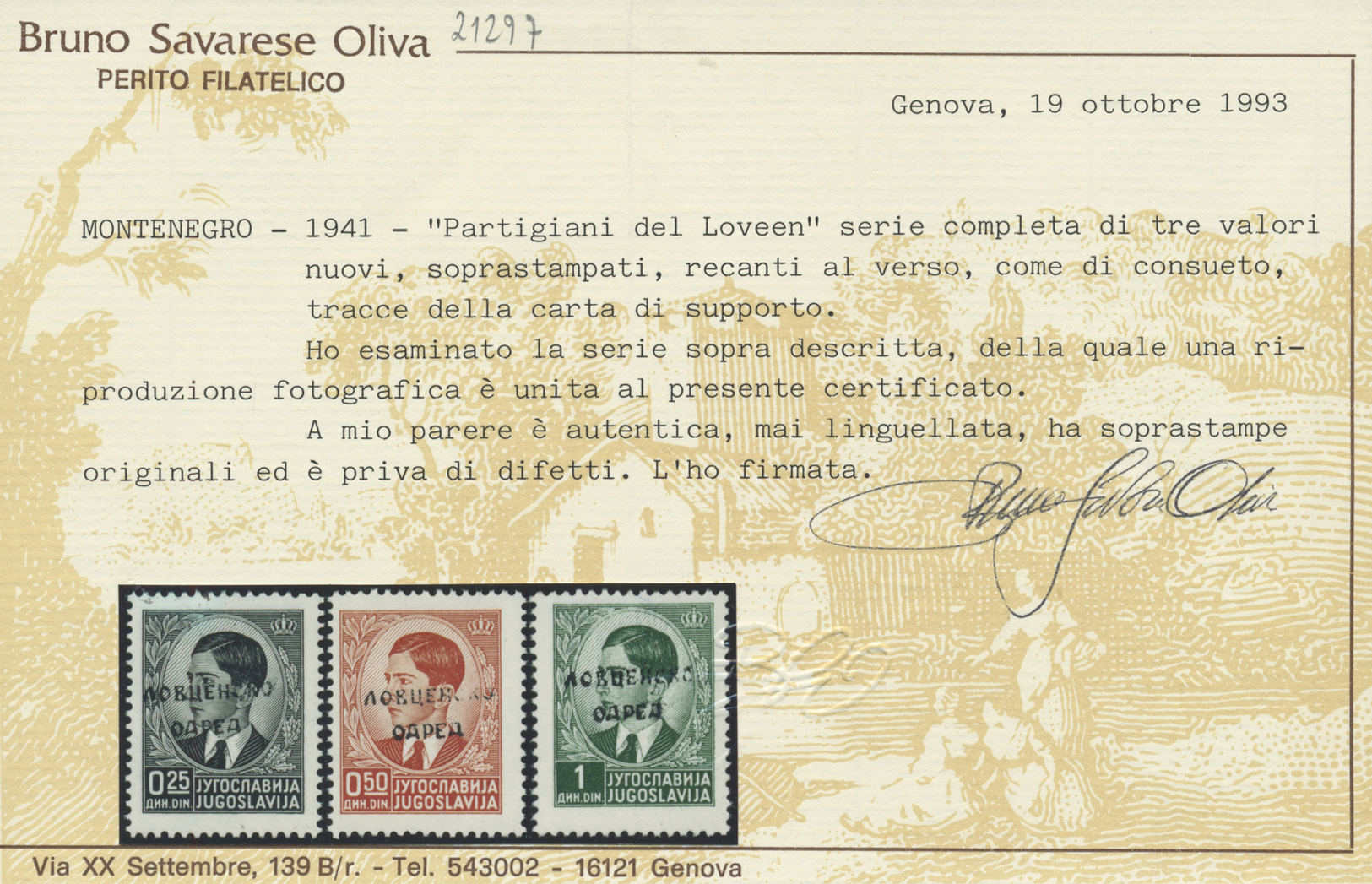 ** Italienische Besetzung 1941/43 - Montenegro: 1941, PARTISANENAUSGABE LOVCEN, Lovcen Was Occupied By Partisana - Montenegro