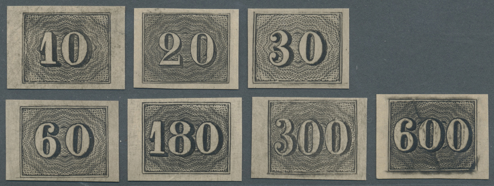 (*) Brasilien: 1910, 10 Rs To 600 Rs Excl. 90 Rs, 7 Reprints On Thick Ungummed Paper. - Other & Unclassified