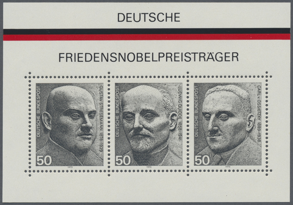 ** Bundesrepublik Deutschland: 1975, Nobelpreisträger-Block Mit Fehlender Farbe Gold (unteres Fahnenban - Andere & Zonder Classificatie