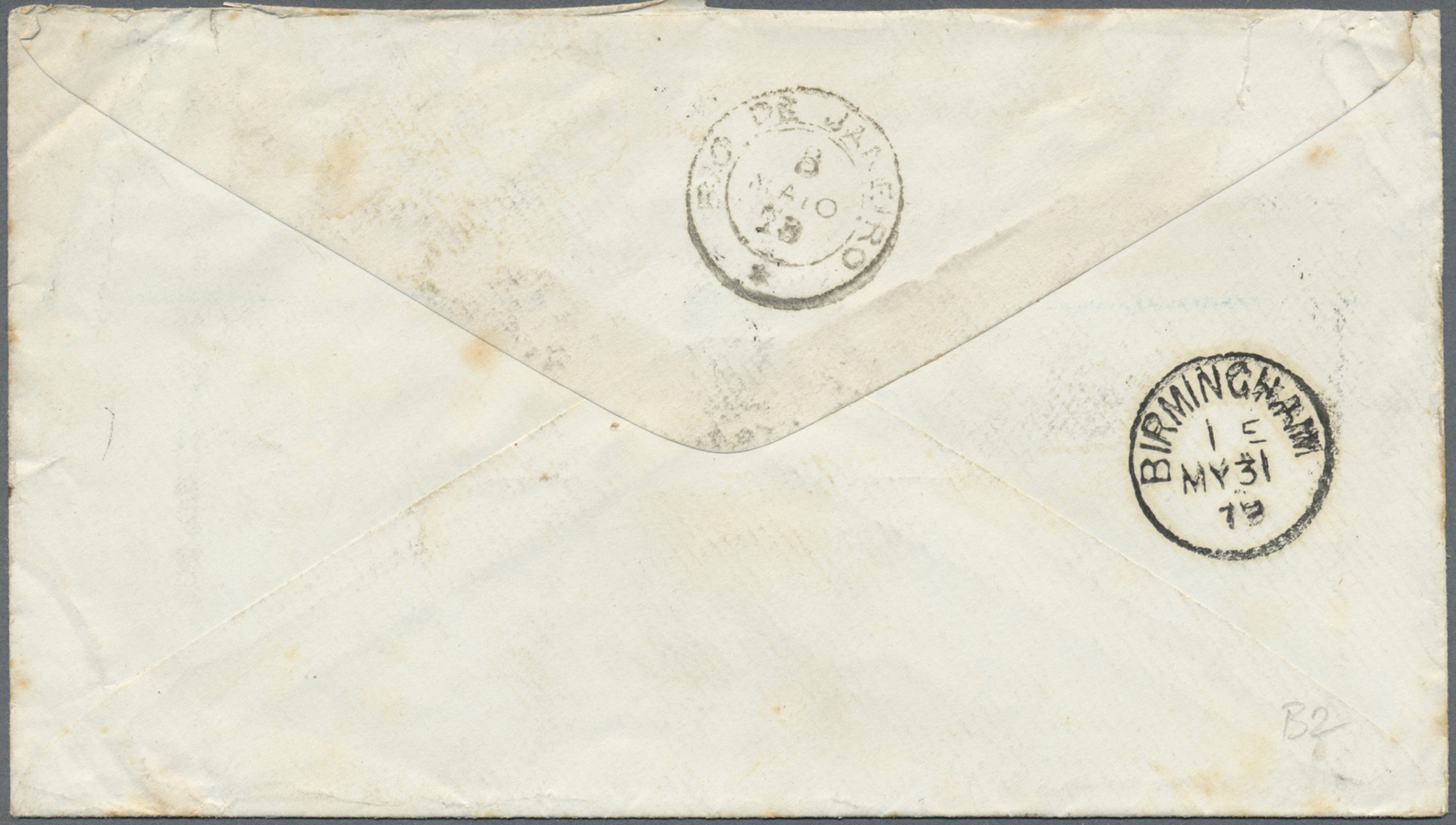 GA Brasilien - Ganzsachen: 1879, 200 R Black Postal Stationery Cover With Additional Franking 200 R From Sao Paulo To Bi - Postal Stationery