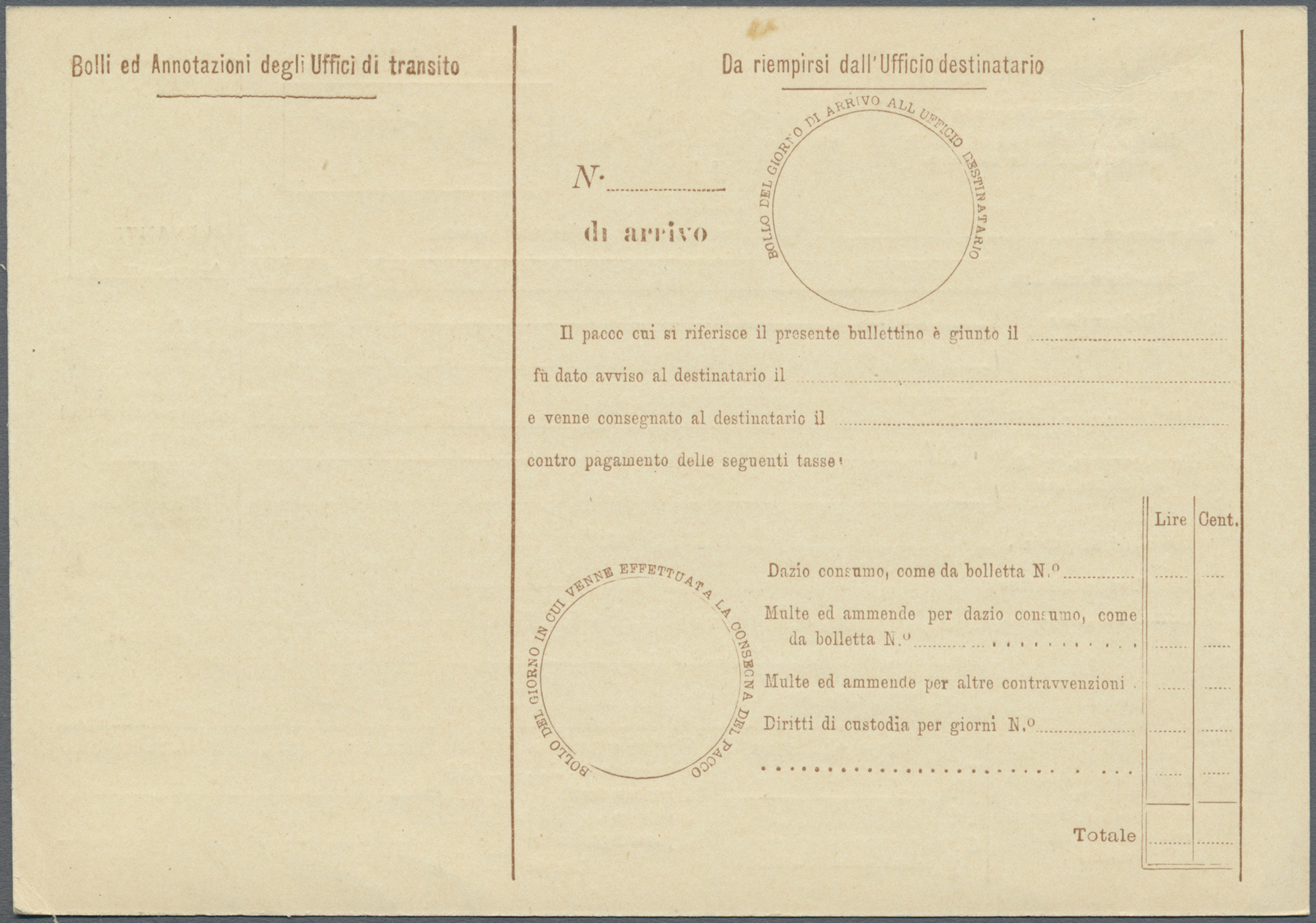 GA Italienische Post In Der Levante: 1908: Fünf Paketkartenganzsachen (60 C - 2,70 L ), Je Ungebraucht, Selten. ÷ - General Issues
