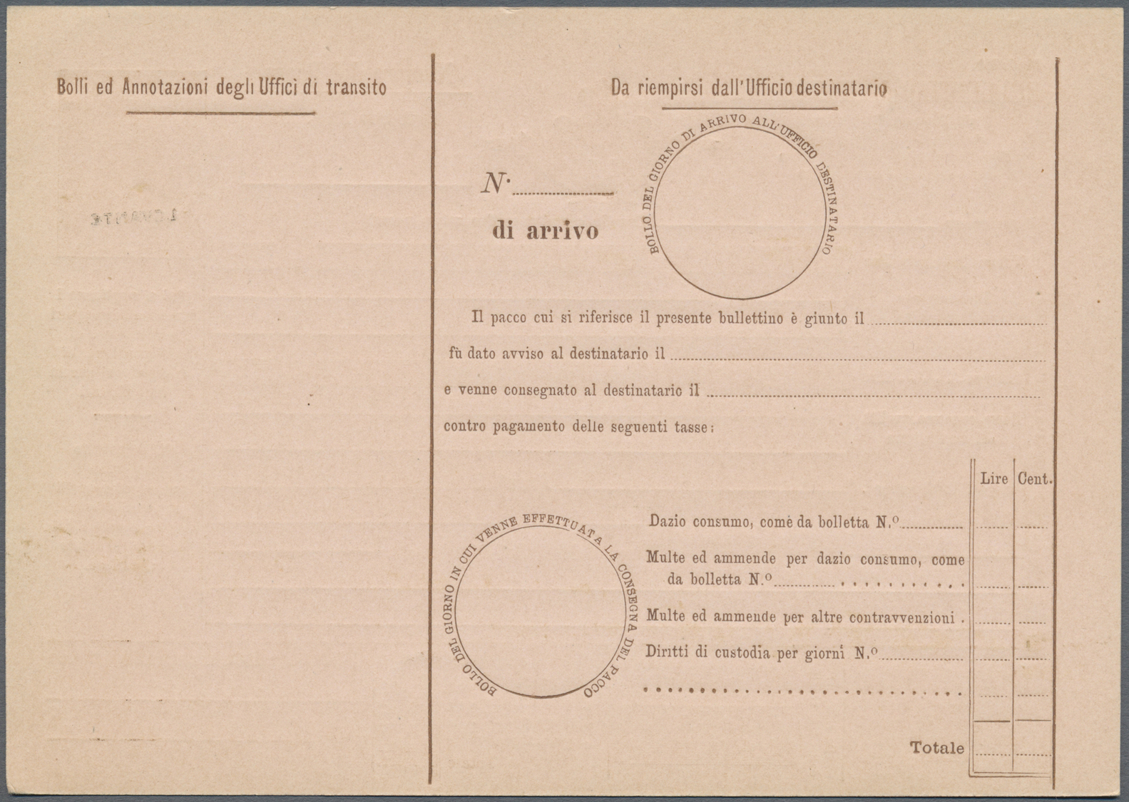 GA Italienische Post In Der Levante: 1908: Fünf Paketkartenganzsachen (60 C - 2,70 L ), Je Ungebraucht, Selten. ÷ - Emissions Générales