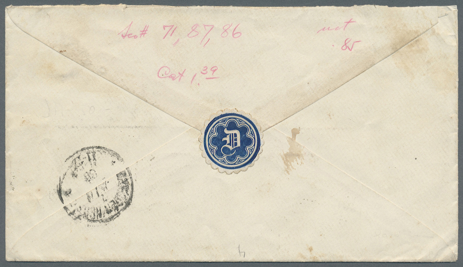 GA Brasilien - Ganzsachen: 1886. Postal Stationery Envelope 200r Black Upgraded With Dom Pedro Yvert 40, 80r Carmine Mix - Postal Stationery