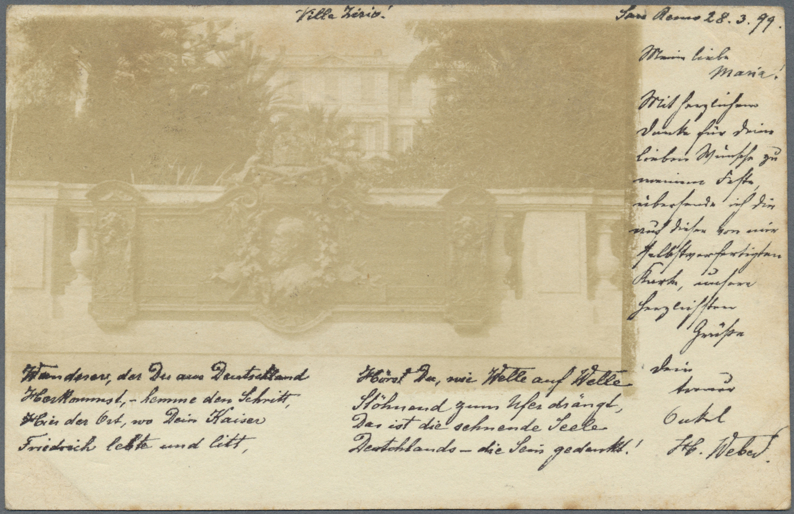 GA Italien - Ganzsachen: 1895, 10 C. Postal Stationery Card With Privat Picture "Villa Zirio!", Used From "SAN RE - Entiers Postaux